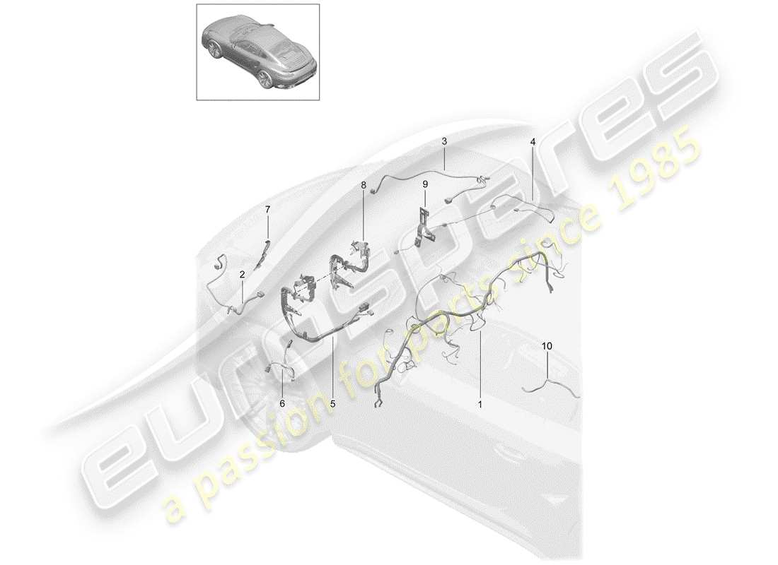 porsche 2014 (991-1 turbo) harness-ersatzteildiagramm