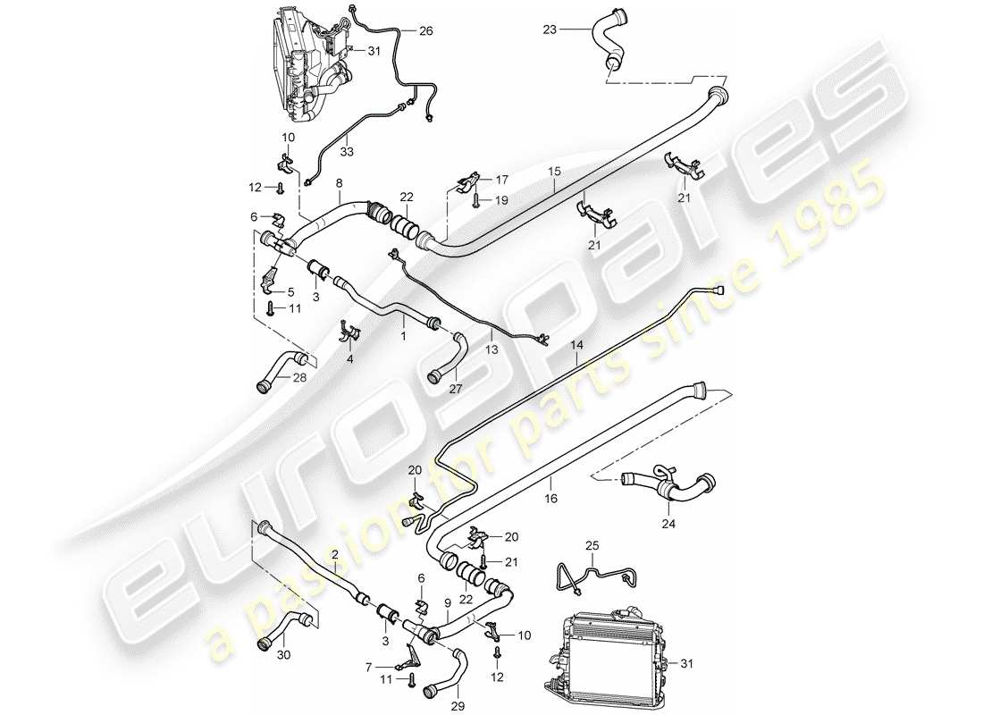 porsche 2011 (997-2 gt3) wasserkühlung 2 ersatzteildiagramm