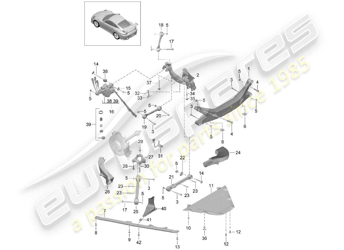 porsche 2014 (991-1 turbo) quertraeger ersatzteildiagramm