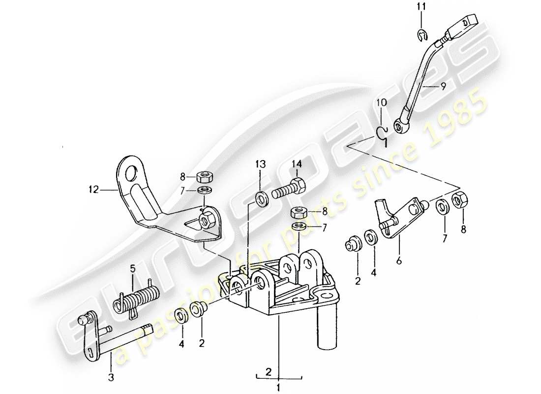 porsche 1990 (964) halterung - gasgestänge ersatzteildiagramm