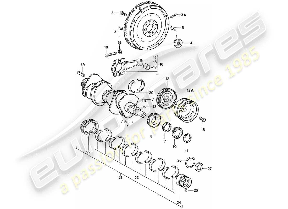 porsche 1989 (911) kurbelwelle teilediagramm
