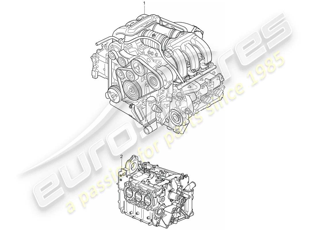 porsche 2004 (986 boxster) austauschmotor - ohne: - antriebsscheibe - tiptronic - ohne: - schwungrad - schaltgetriebe - ohne: - kompressor ersatzteildiagramm