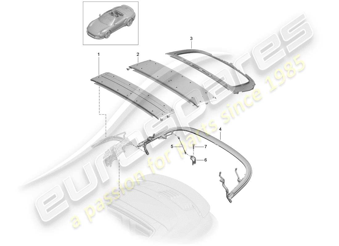 porsche 2017 (991-2 turbo) top frame ersatzteildiagramm