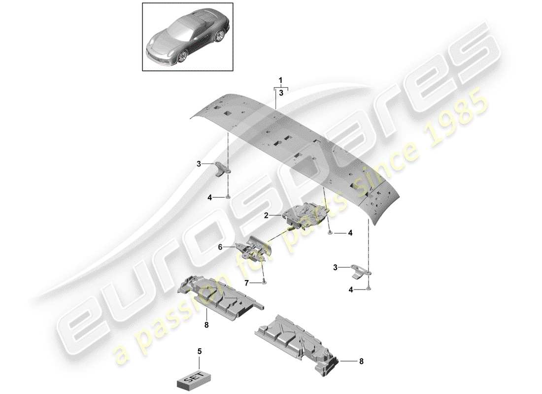 porsche 2018 (991-2 r/gt3/rs) top frame ersatzteildiagramm