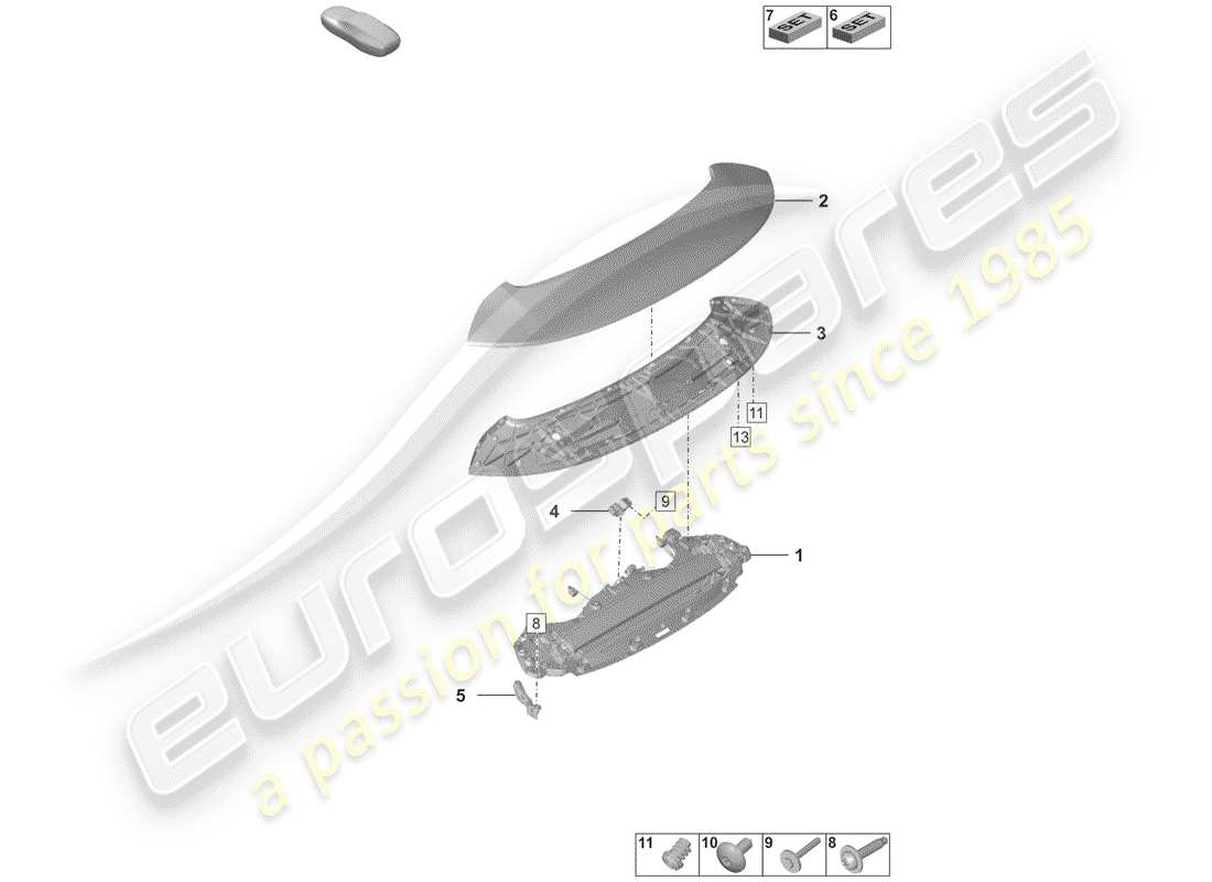 porsche 2019 (992-1) heckspoiler teilediagramm