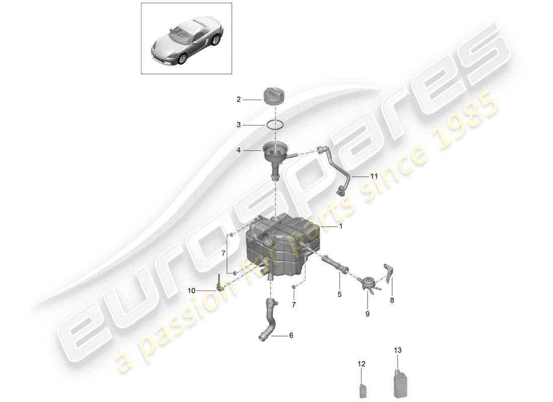 porsche 2018 (718 boxster) wasserkühlung teilediagramm