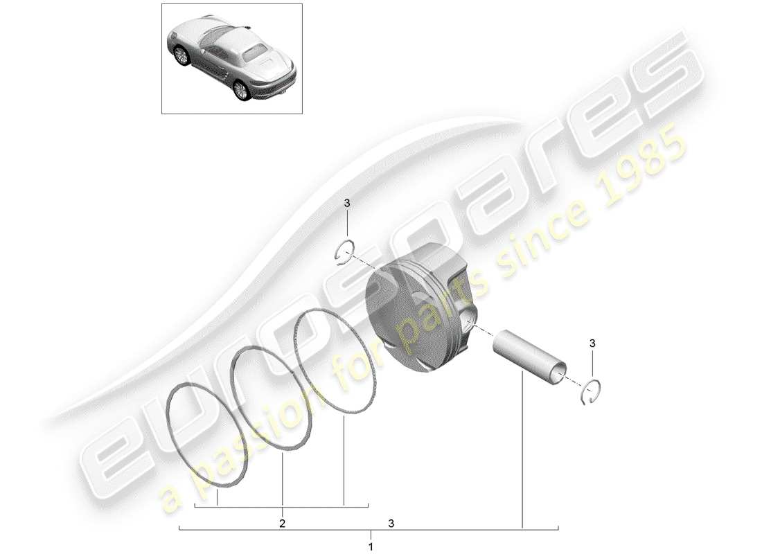 porsche 2018 (718 boxster) kolben-teilediagramm