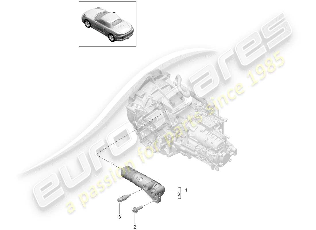 porsche 2017 (718 boxster) kupplungsnehmerzylinder ersatzteildiagramm