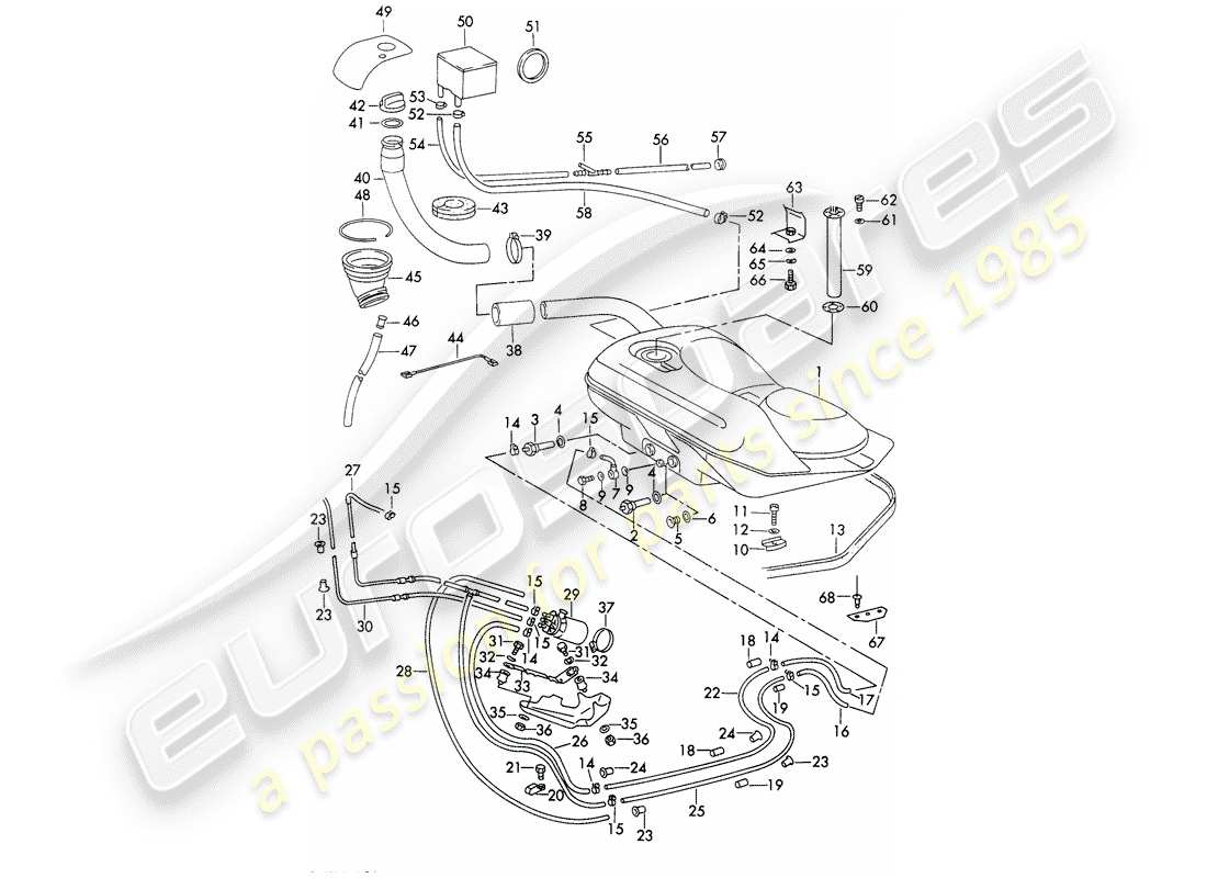 porsche 1973 (911) kraftstoffsystem - leitungen - mit: - kraftstoffpumpe ersatzteildiagramm