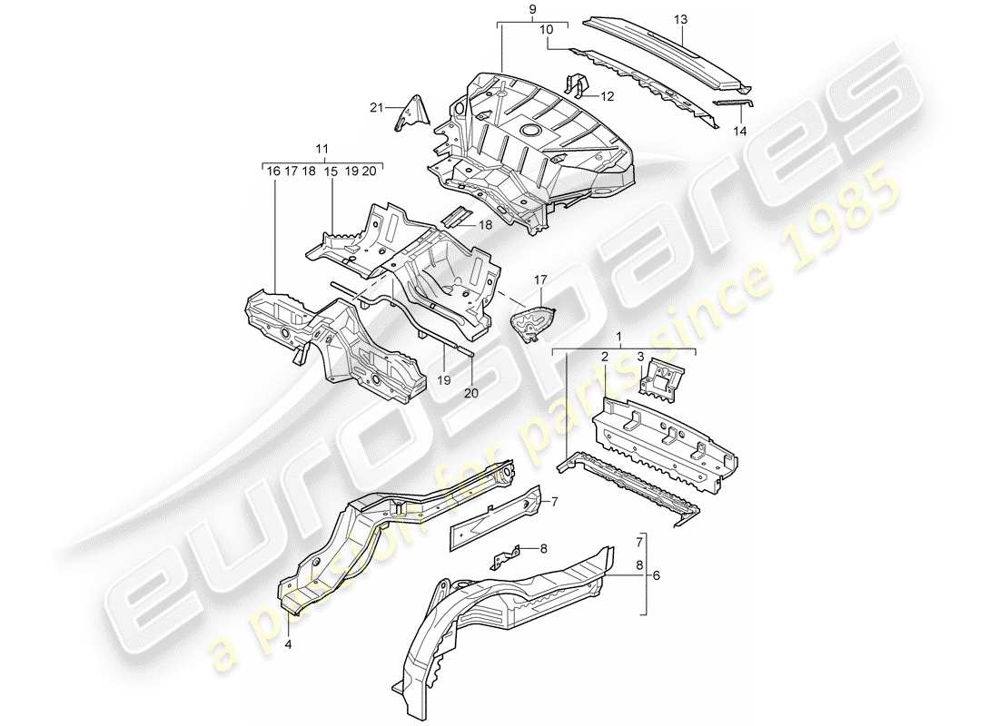 porsche 2003 (996 turbo / gt2) hinteres ende teilediagramm