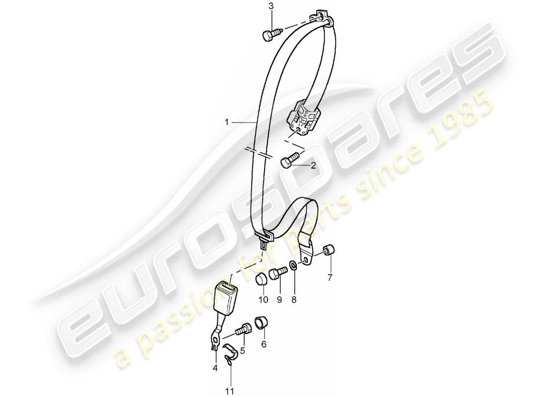 porsche 2004 (996 turbo / gt2) sicherheitsgurt - teilediagramm
