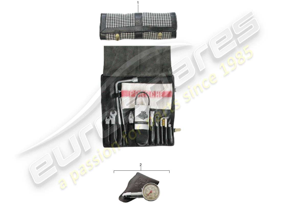 porsche 1955 (accessories) werkzeugtasche ersatzteildiagramm
