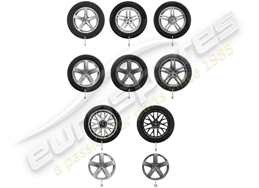 porsche 2015 (tequipment macan) 1 set aluminiumfelgen mit teilediagramm