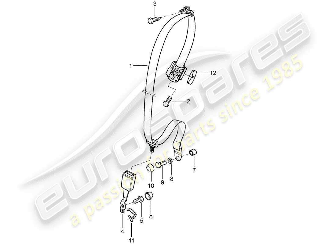 porsche 2005 (997-1) sicherheitsgurt - teilediagramm