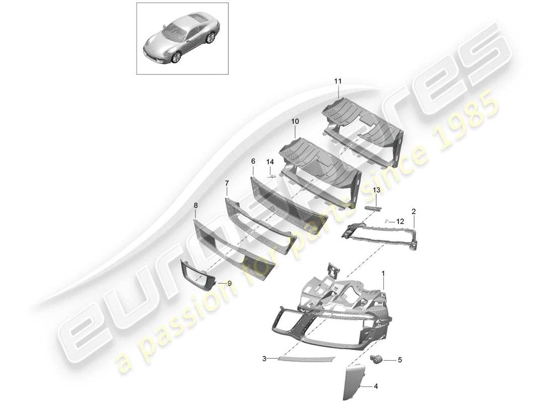 porsche 2020 (991-2) luftkanal teilediagramm