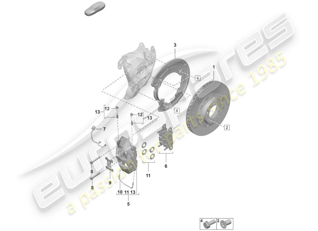porsche 2019 (992-1) scheibenbremsen ersatzteildiagramm