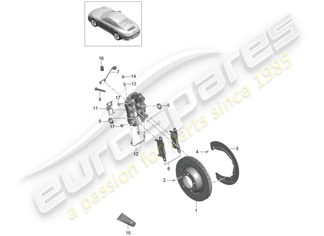 porsche 2019 (991-2 turbo) scheibenbremsen teilediagramm