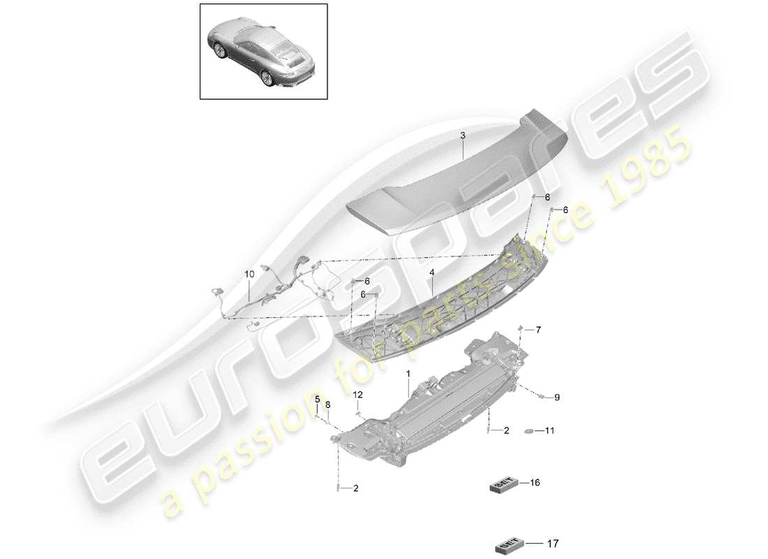 porsche 2019 (991-2) heckspoiler teilediagramm