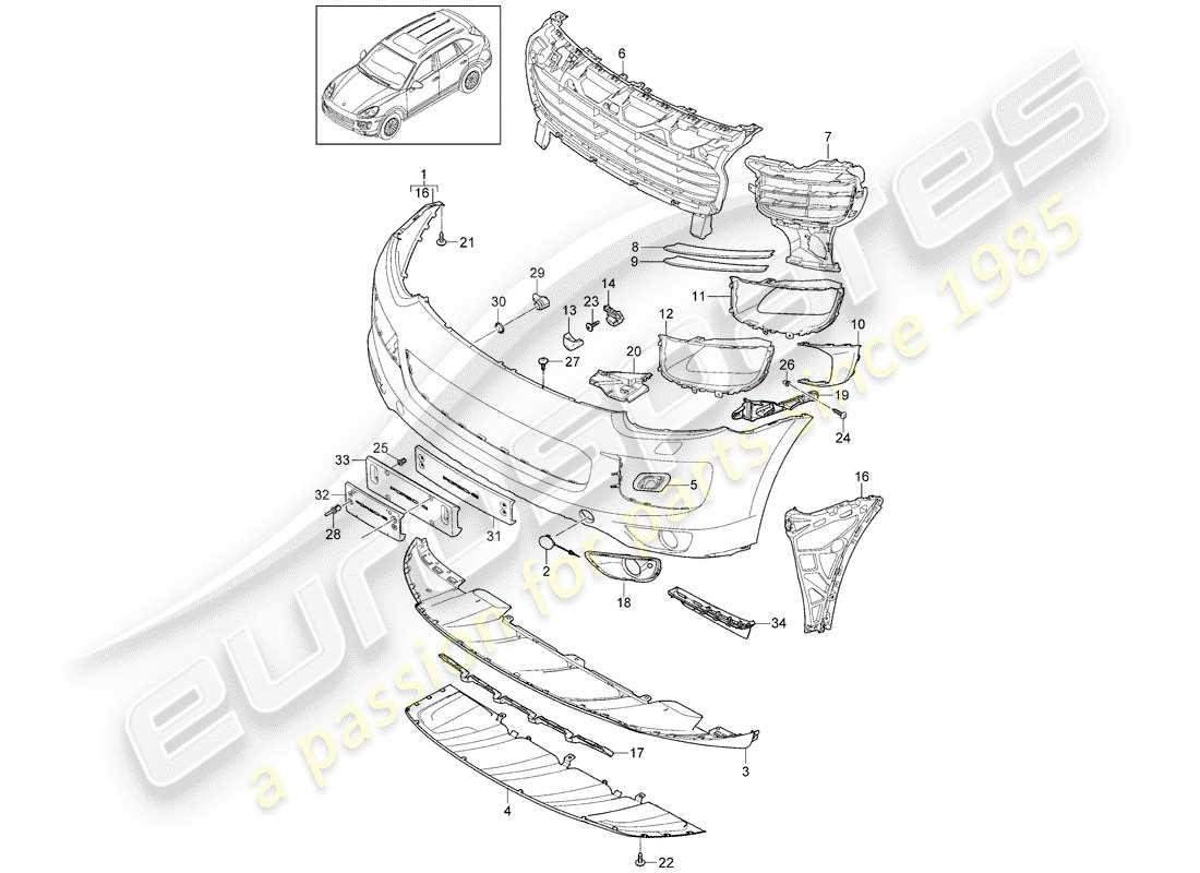 porsche 2014 (cayenne e2 92a) lining ersatzteildiagramm