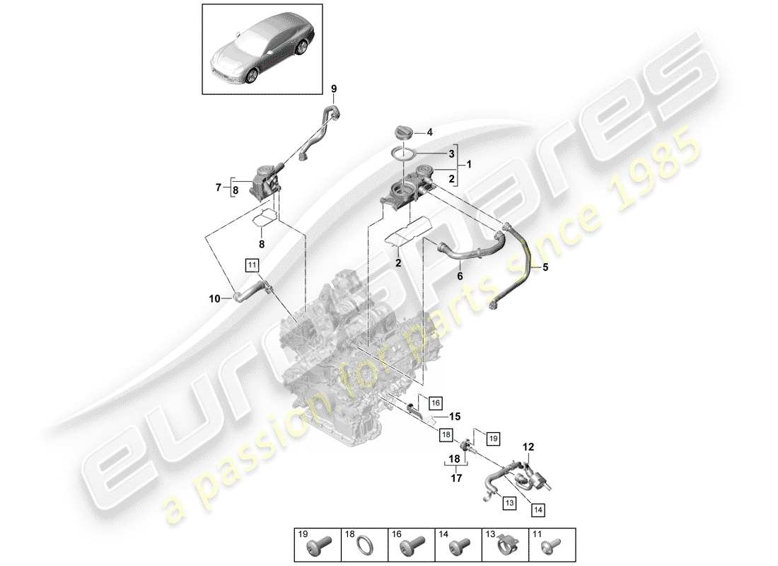 porsche 2019 (panamera 971-1) belüftung für zylinderblock ersatzteildiagramm