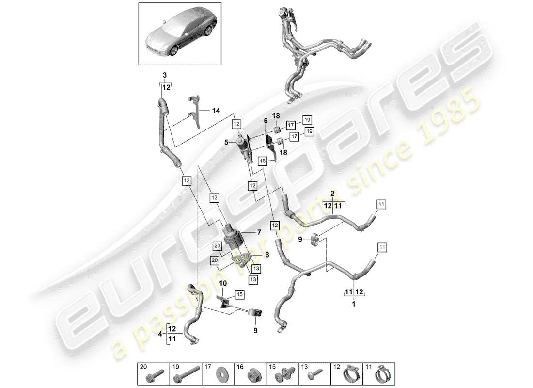 porsche 2017 (panamera 971-1) heizung teilediagramm