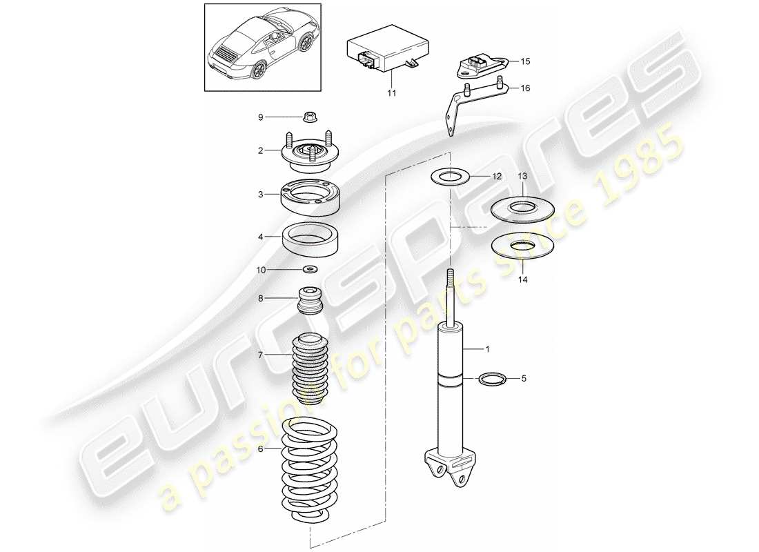 porsche 2010 (997-2) stoßdämpfer-ersatzteildiagramm