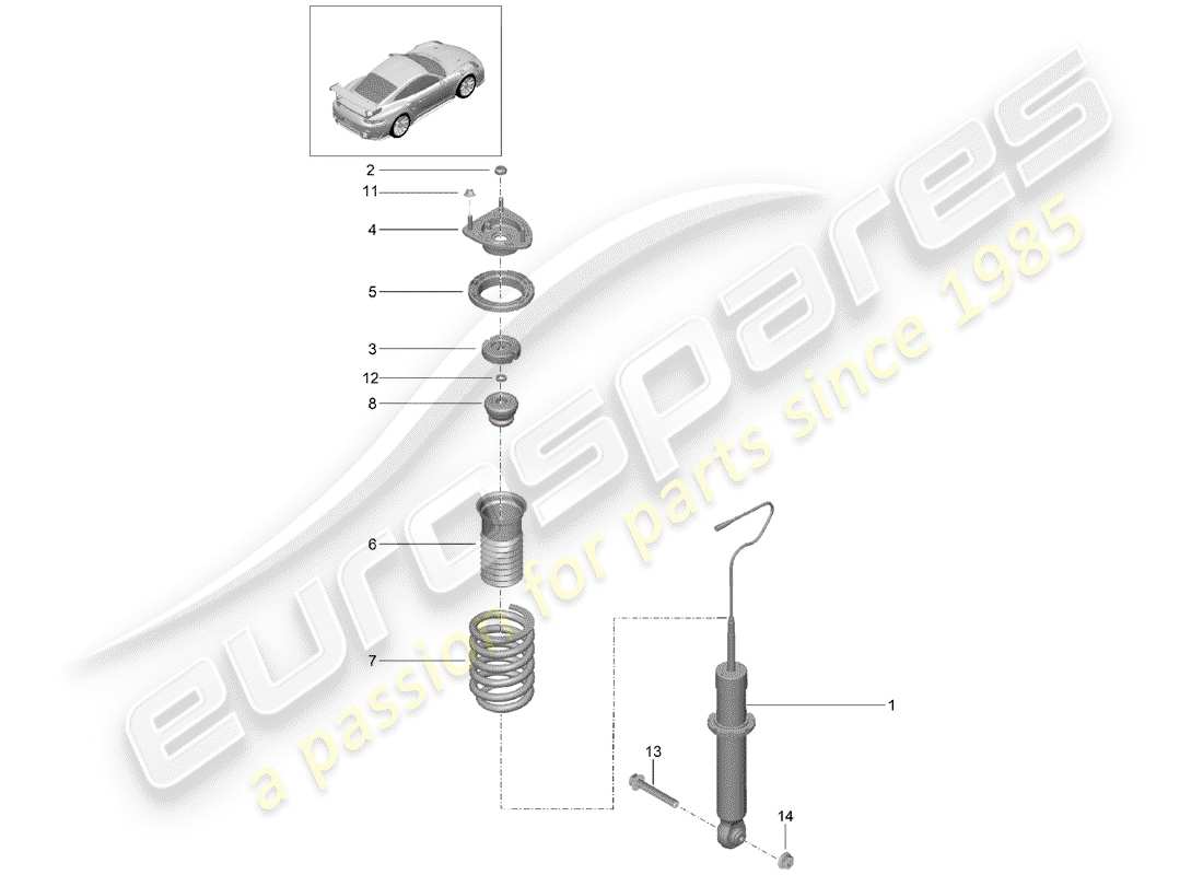 porsche 2015 (991-1 turbo) stossdämpfer teilediagramm