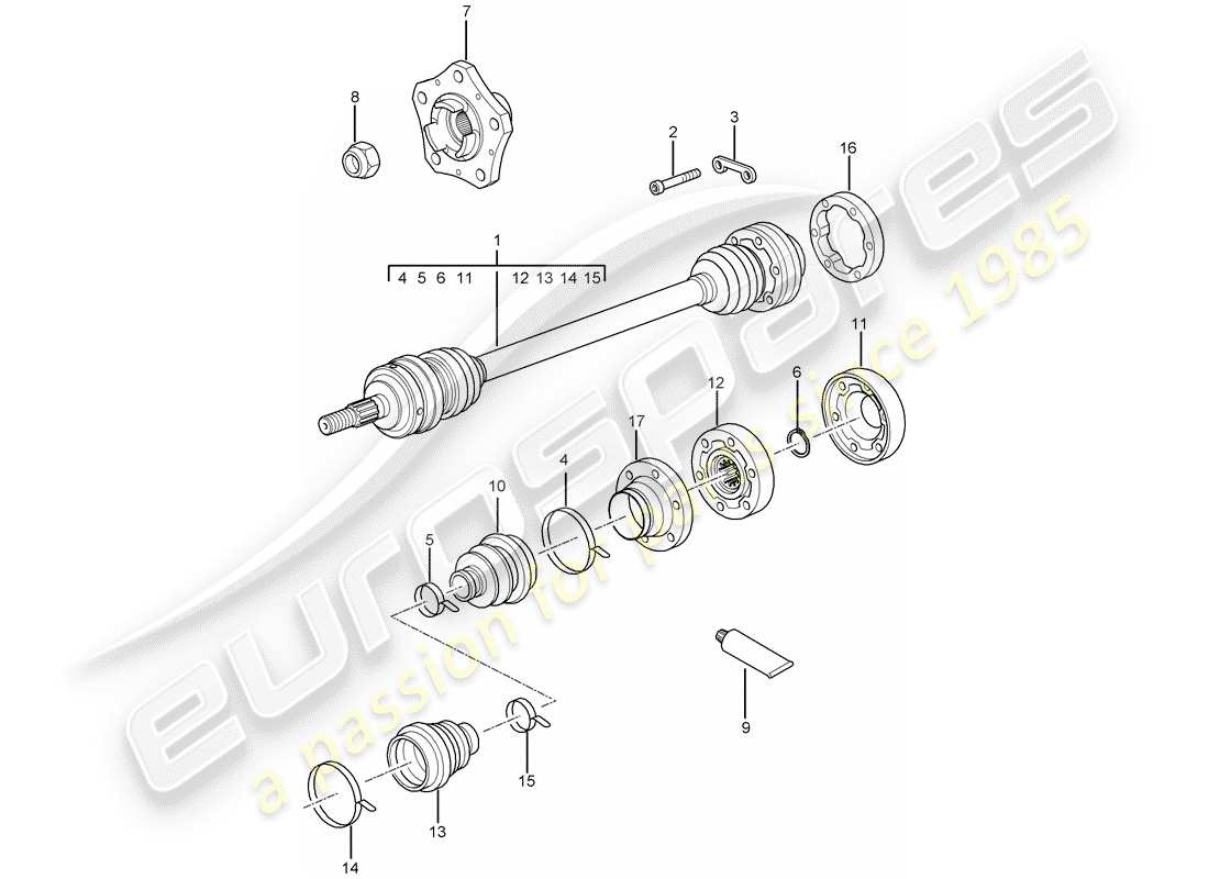 porsche 2007 (997-1) antriebswelle teilediagramm