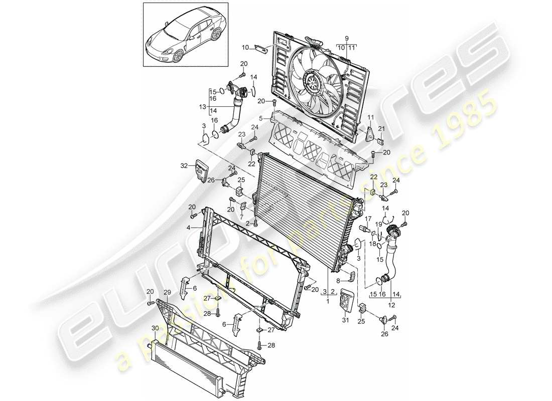 porsche 2013 (panamera 970) wasserkühlung teilediagramm