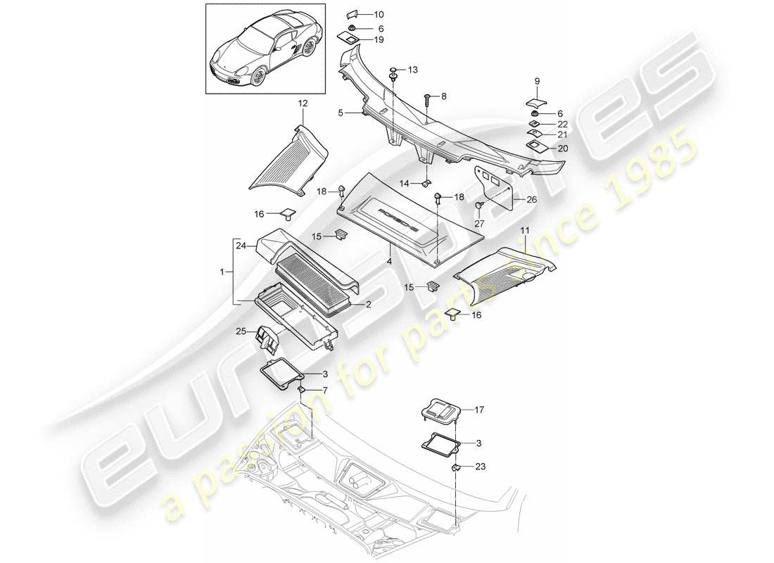porsche 2012 (987 cayman) partikelfilter ersatzteildiagramm