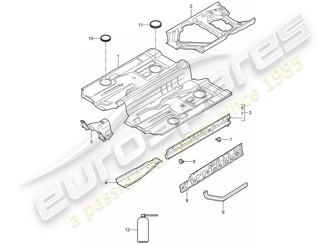 porsche 2008 (997-1 gt3) floor-teilediagramm