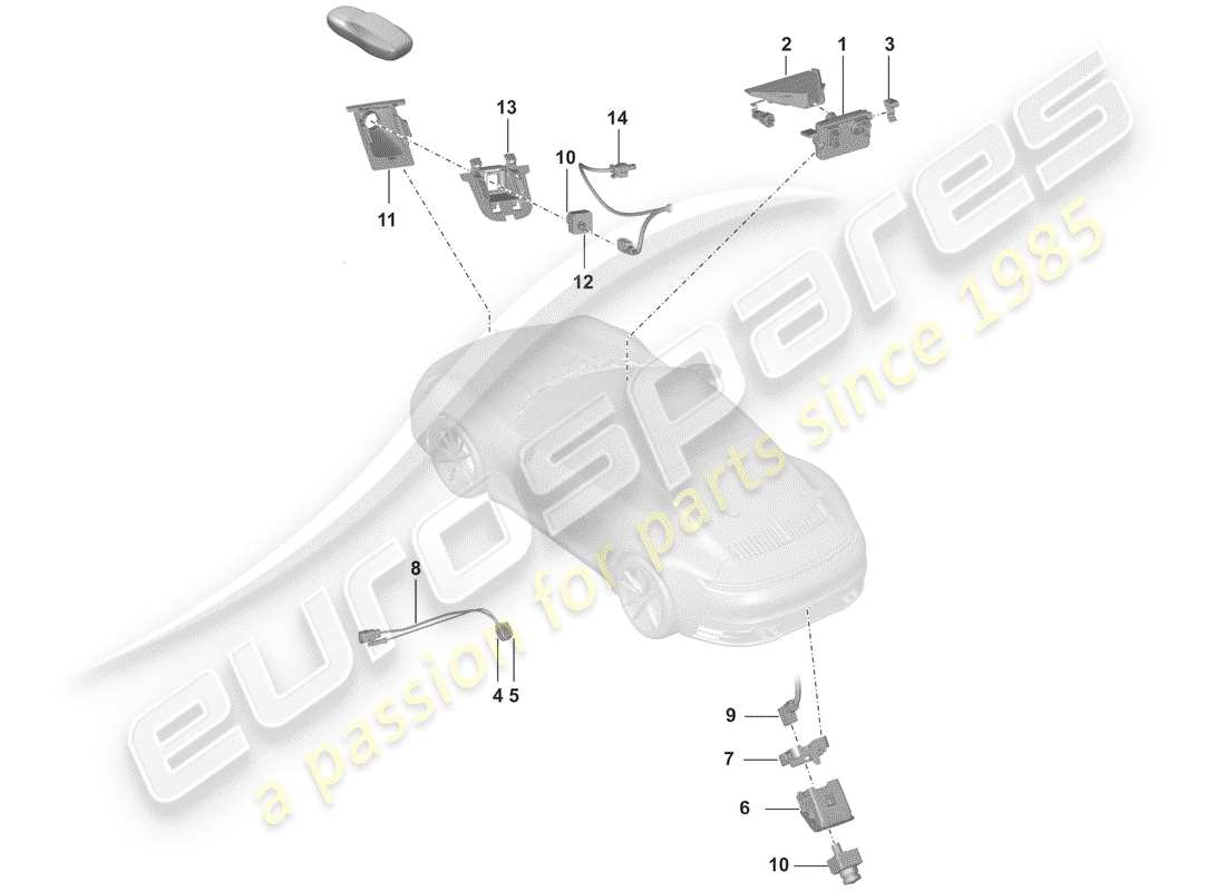 porsche 2019 (992-1) frontkamera für ersatzteildiagramm