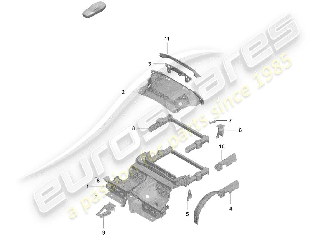 porsche 2020 (992-1) hinteres ende teilediagramm