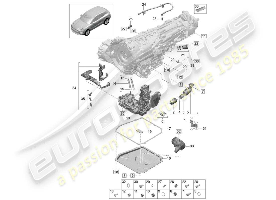 porsche 2020 (macan) - pdk - teilediagramm