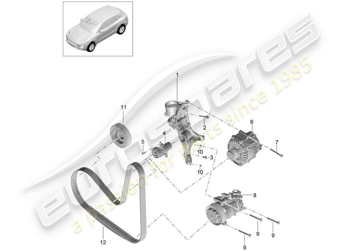 porsche 2015 (macan) riemenspanndämpfer ersatzteildiagramm