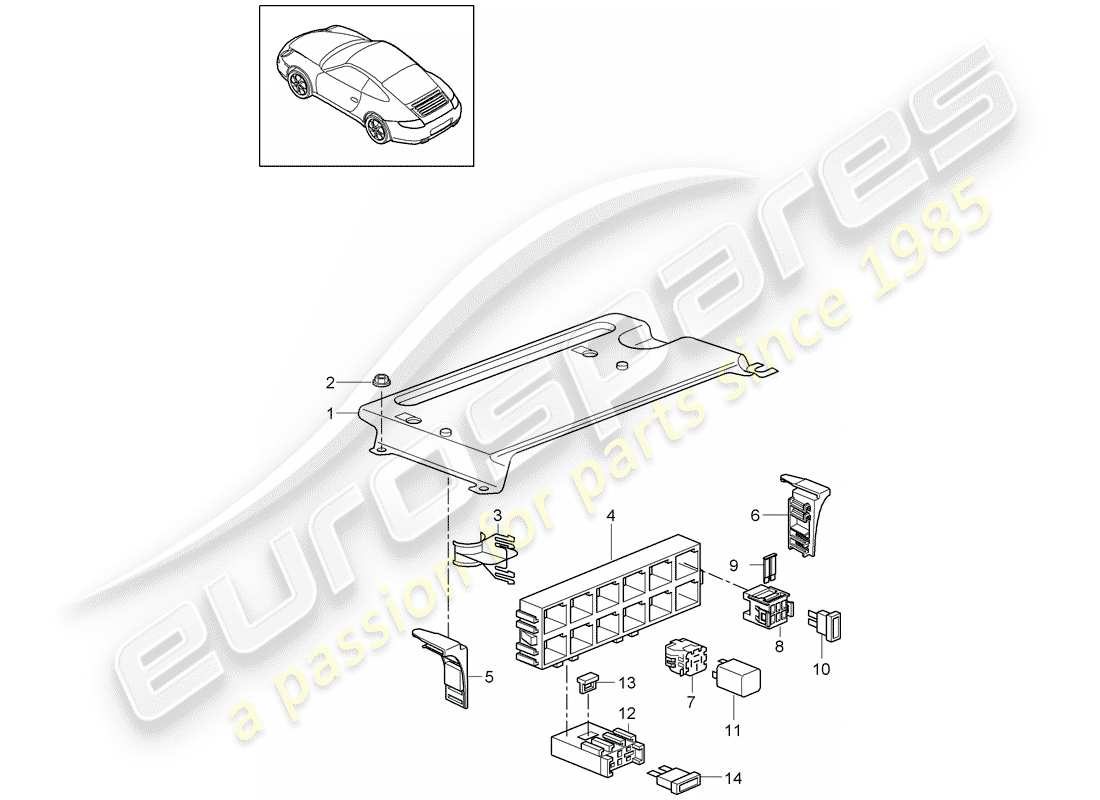 porsche 2012 (997-2) sicherungskasten/relaisplatte ersatzteildiagramm
