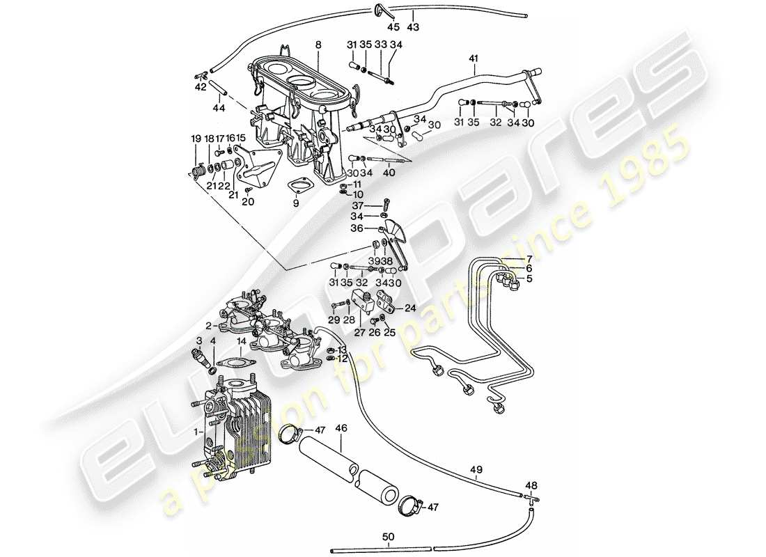 porsche 1974 (911) mechanische einspritzung ersatzteildiagramm