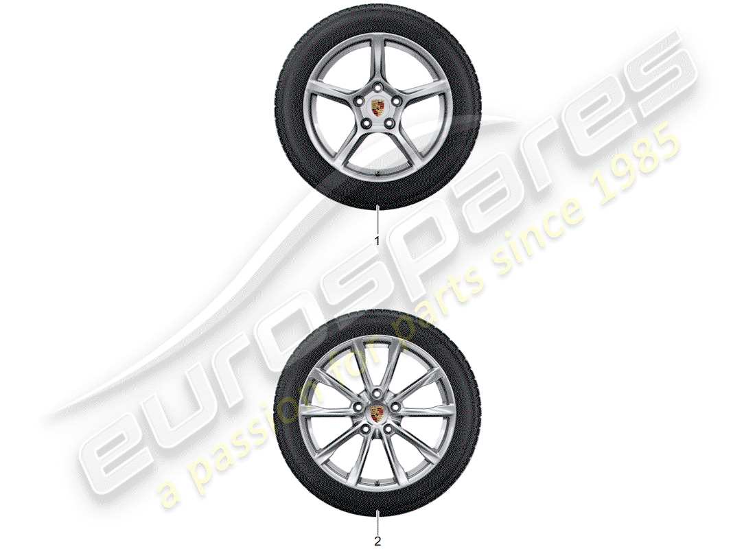 porsche 2012 (tequipment 98x/99x) 1 set aluminiumfelgen mit teilediagramm