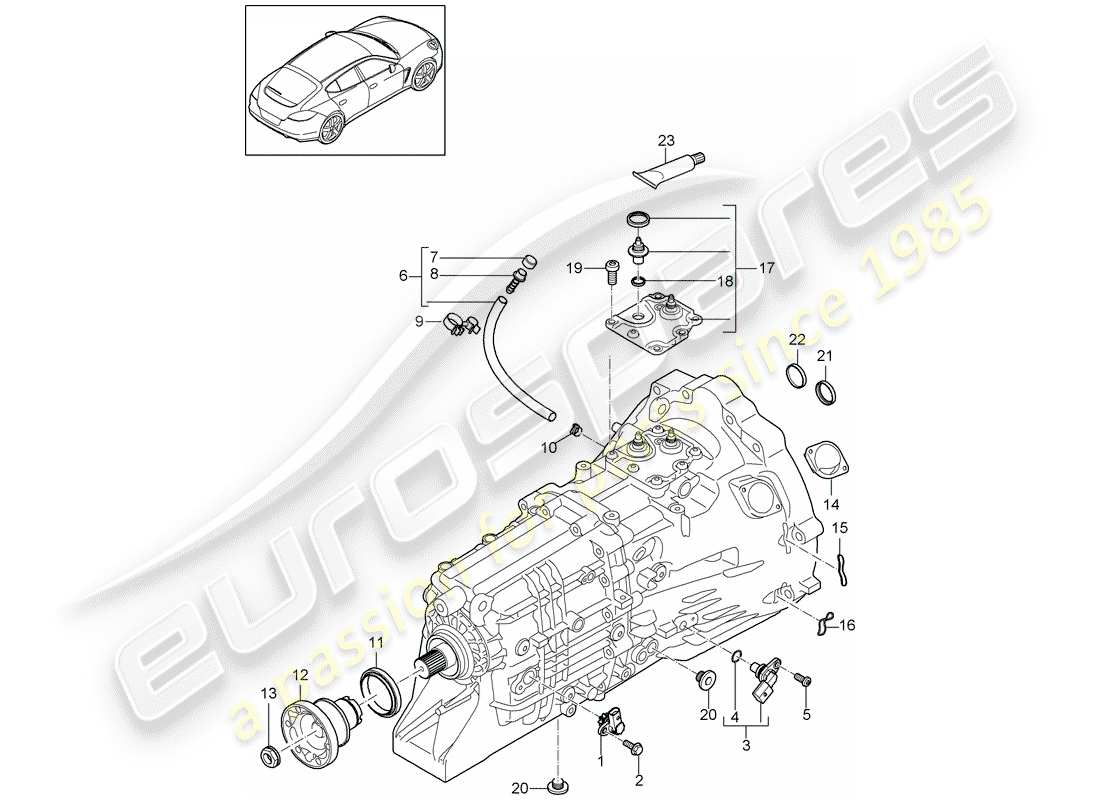 porsche 2010 (panamera 970) ersatzteildiagramm für das getriebe