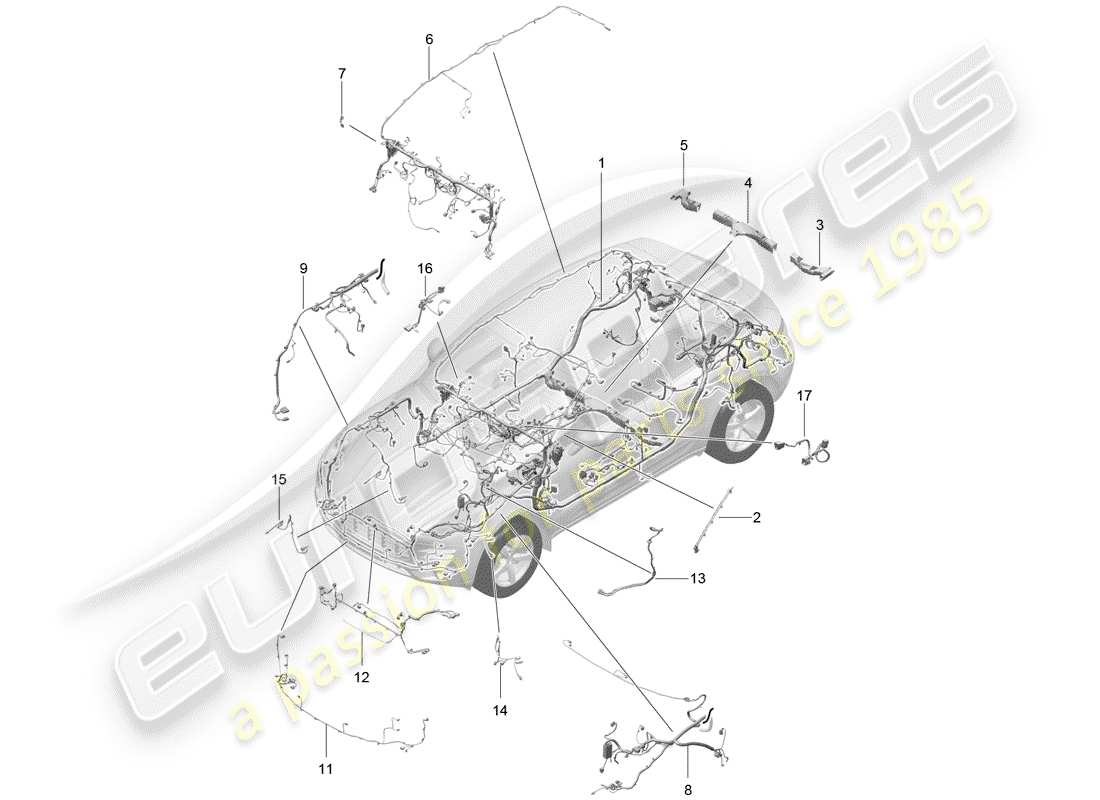 porsche 2015 (macan) harness-ersatzteildiagramm