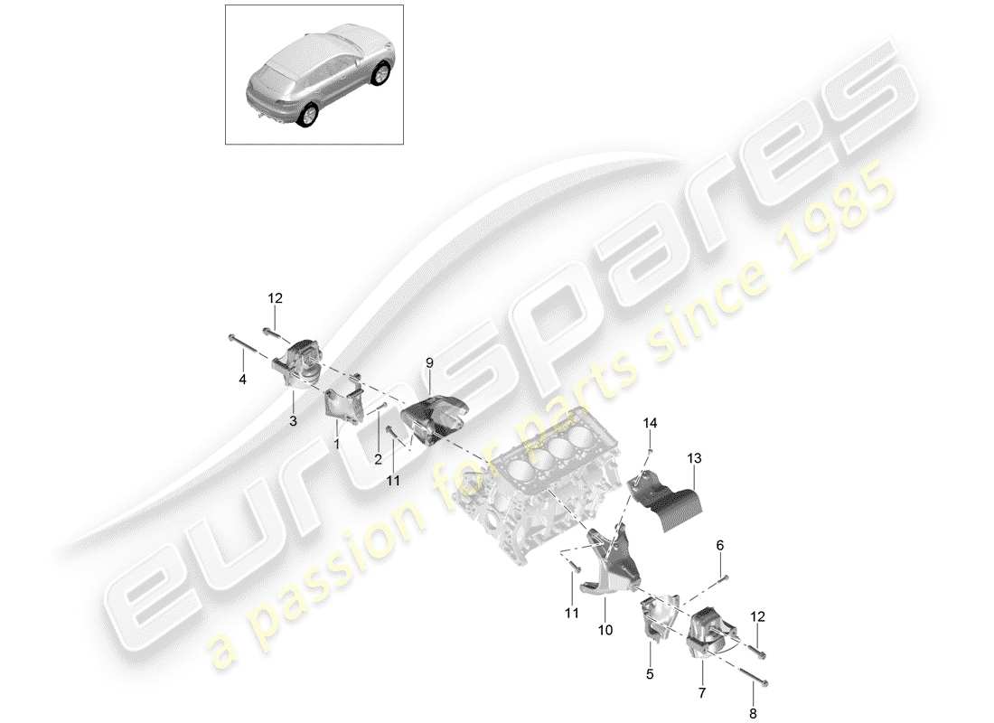 porsche 2014 (macan) motorhebezeug teilediagramm
