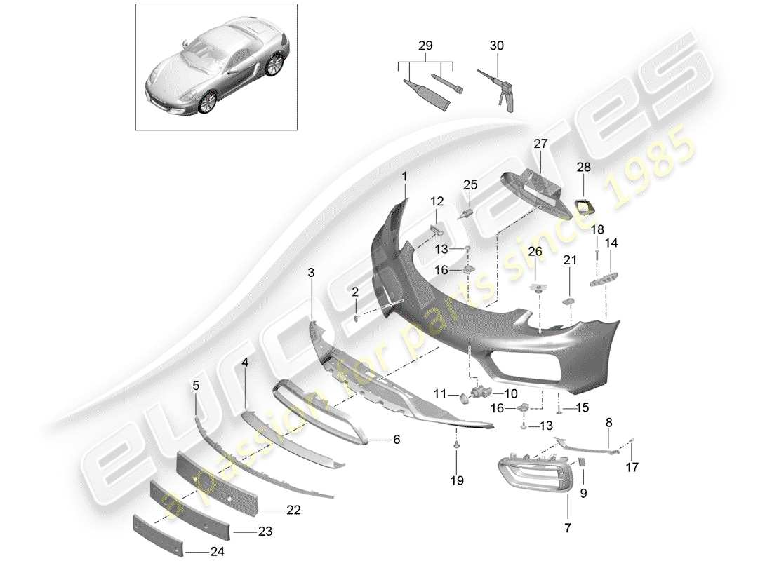 porsche 2016 (981 cayman) stoßstange ersatzteildiagramm