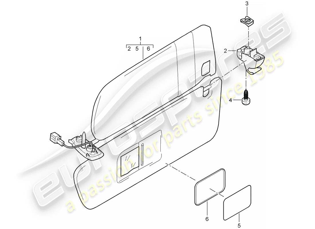 porsche 2007 (cayenne e1 9pa) sonnenblenden teilediagramm