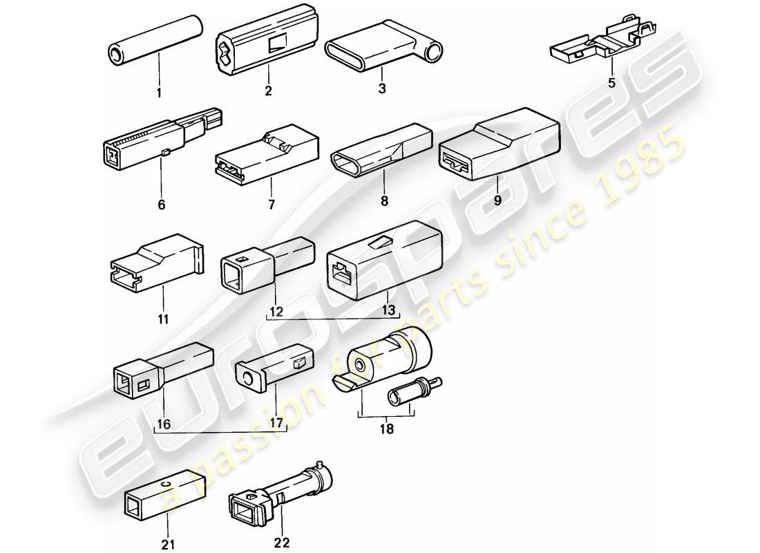 porsche 1988 (944) stossverbinder - steckergehäuse - einpolig ersatzteildiagramm