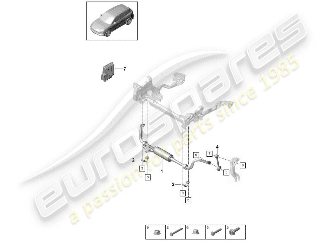 porsche 2018 (cayenne e3 9ya/9yb) stabilisator - ersatzteildiagramm