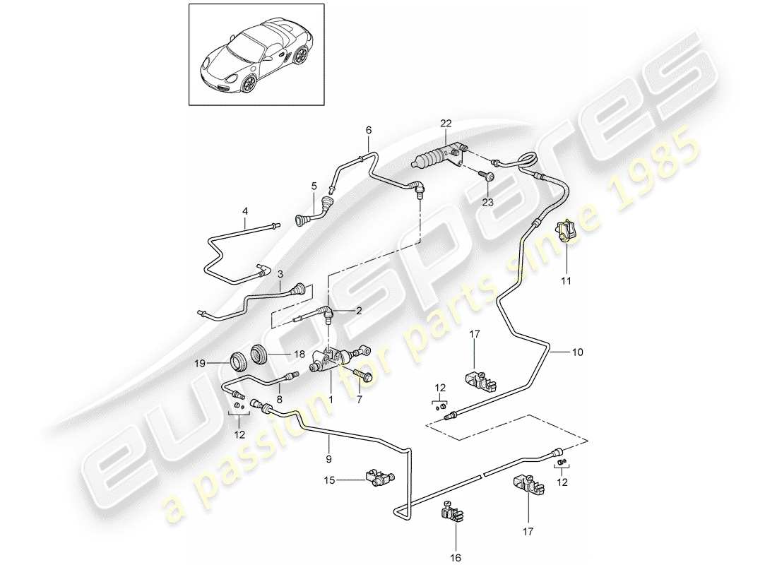 porsche 2009 (987 boxster) hydraulische kupplung ersatzteildiagramm