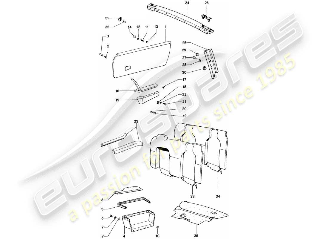 porsche 1974 (914) innenausstattung teilediagramm