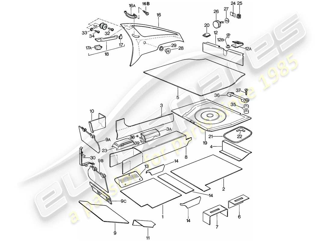 porsche 1980 (928) trims-teilediagramm