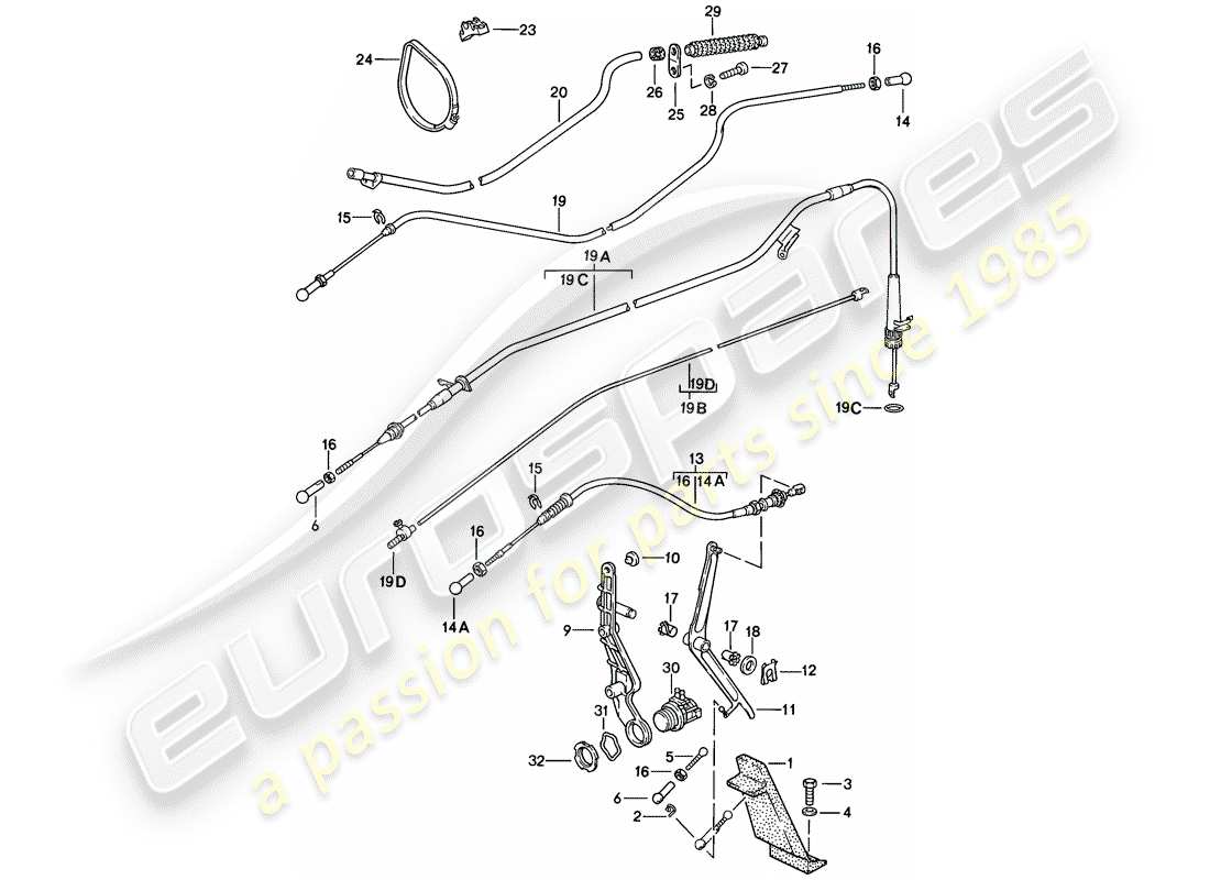 porsche 1986 (928) teilediagramm der drosselklappensteuerung