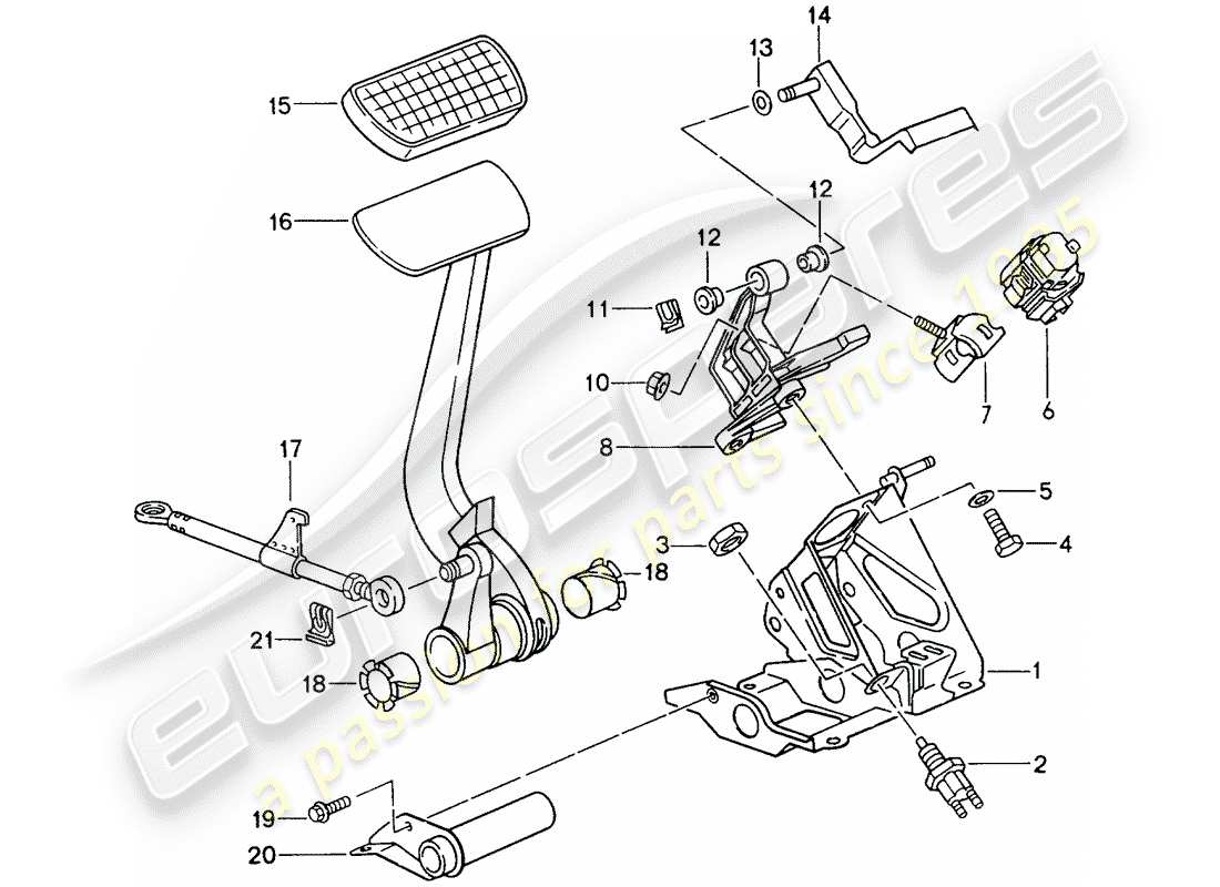 porsche 1998 (993) pedale - tiptronic ersatzteildiagramm
